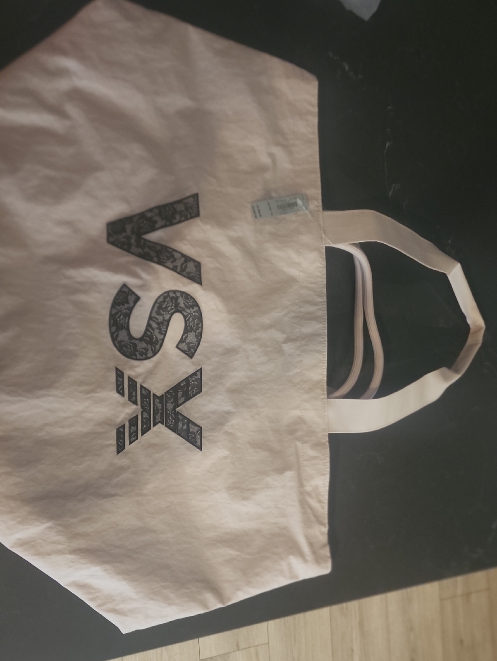 Victoria's Secret Pale Pink Canvas Tote with Black Logo